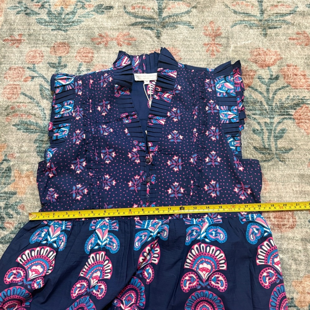 Caroline Constas Navy and Pink Ruffle Mini Dress - Picture 8 of 12